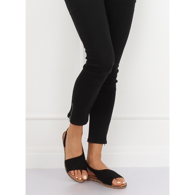 Sandálias assimétricas femininas negras 982 Preto 2