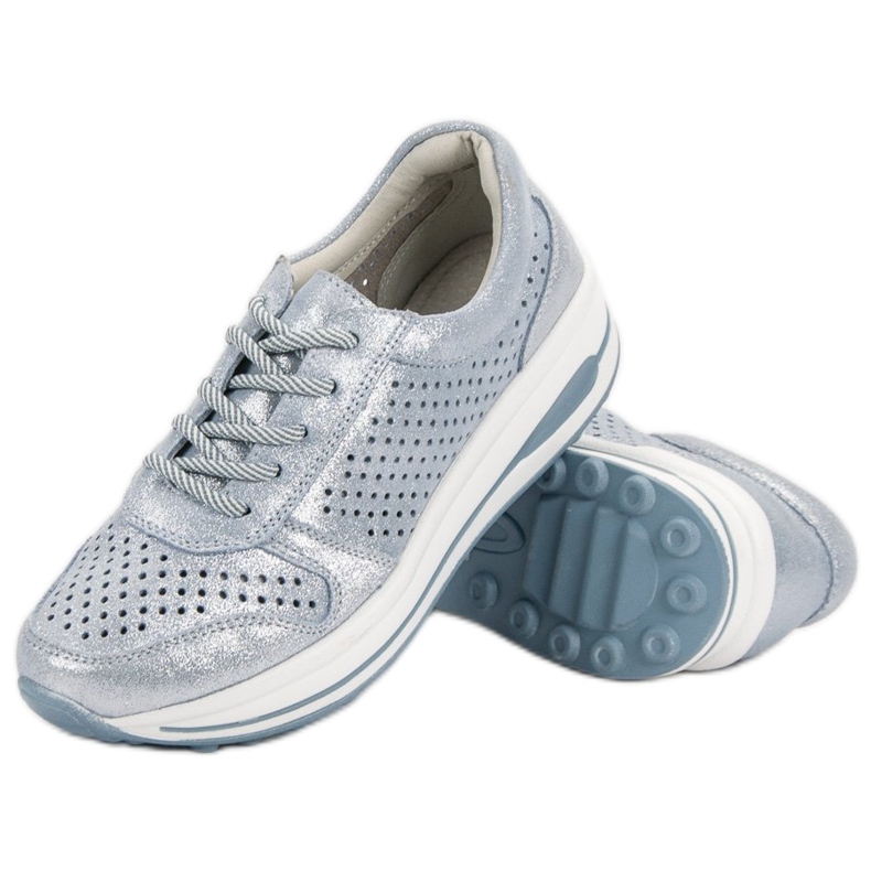 Filippo Sapatos de brocado de couro azul 1