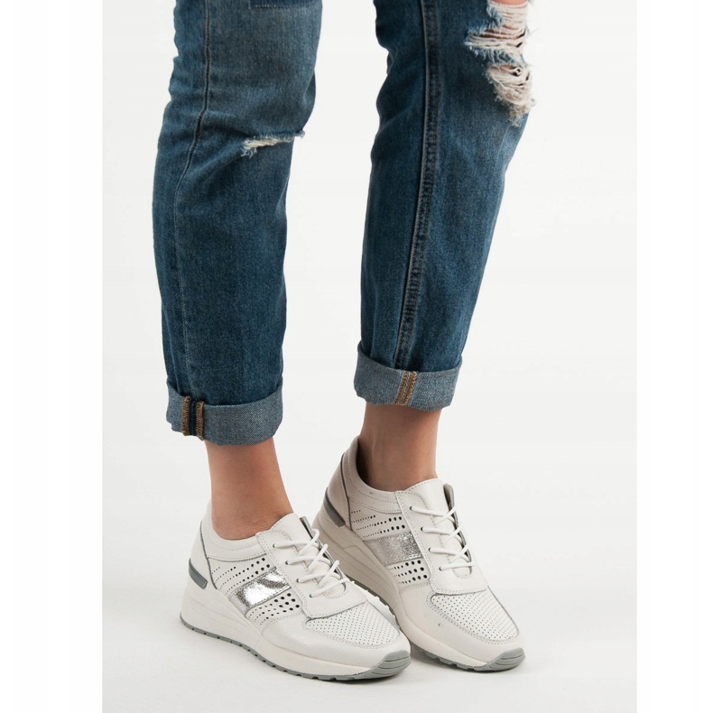 Filippo Tênis de couro cunha branco 2