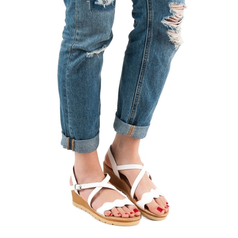 Best Shoes Sandálias de cunha branca branco 2