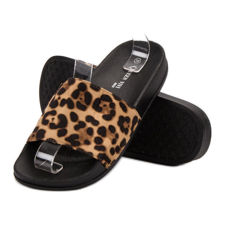 Queen Vivi Chinelos confortáveis ​​de camurça castanho 1