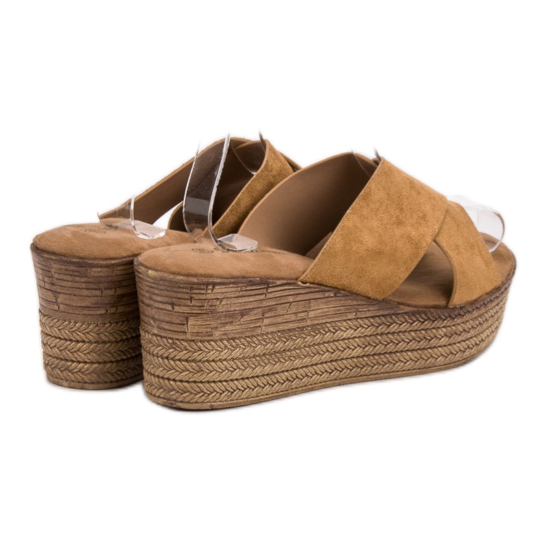SHELOVET Sandálias Camel Wedge marrom 1