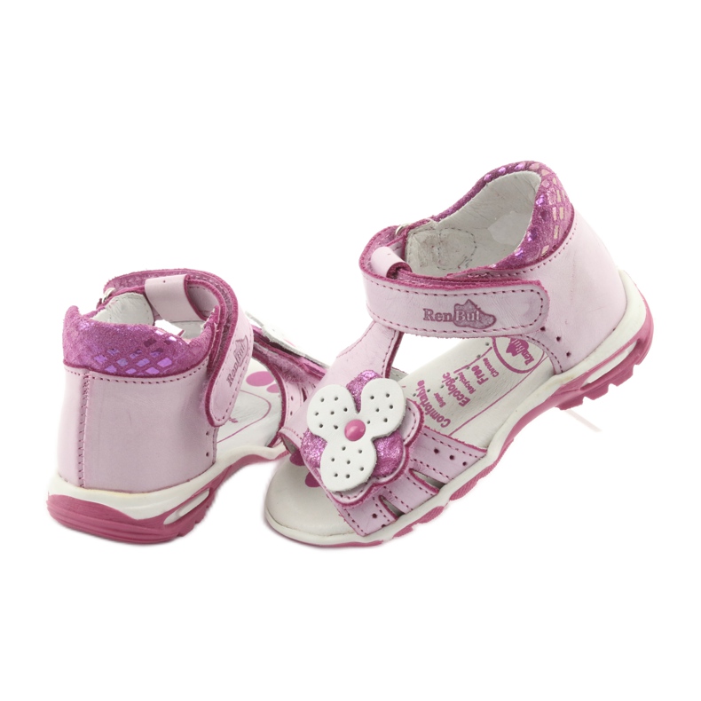 Sandálias rosa com flores Ren But 1406 branco 5