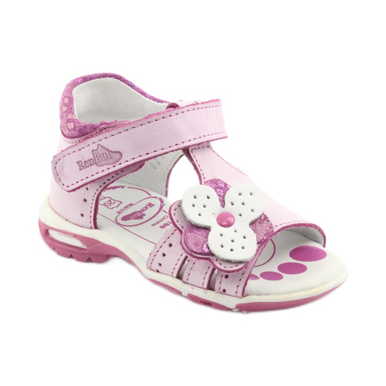 Sandálias rosa com flores Ren But 1406 branco 2