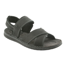 Riko Sandálias de couro esportivo masculino 852 preto 1