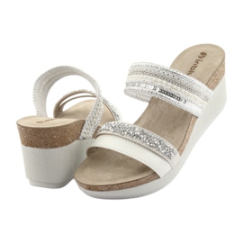 Chinelos INBLU EN010 de cunha prateada branco cinza 4