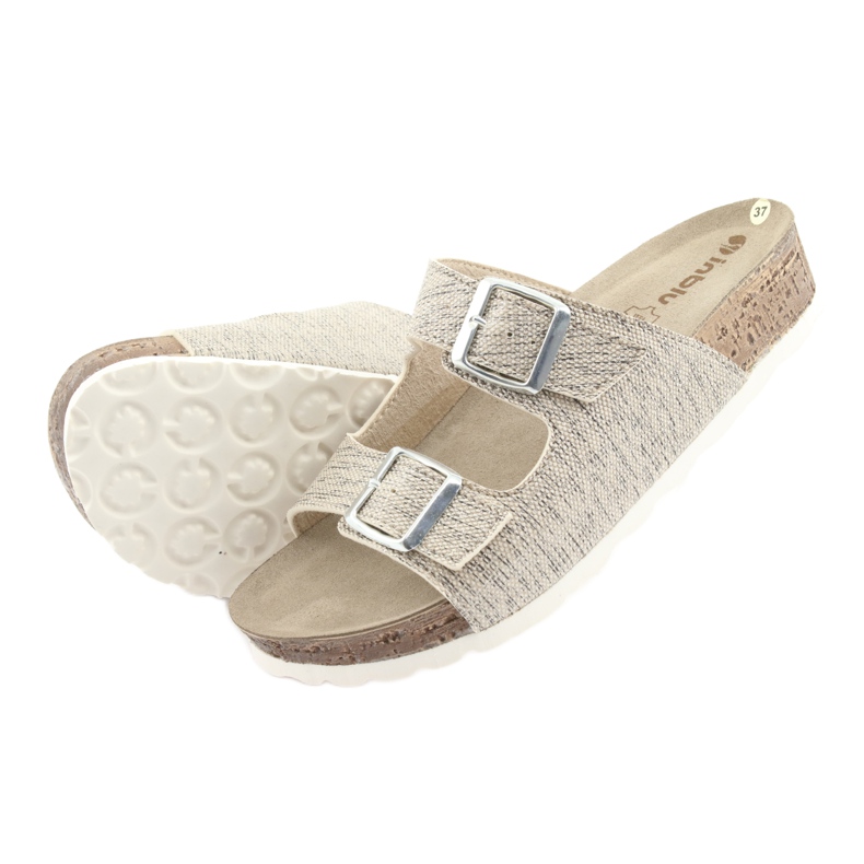 Chinelos femininos Inblu NM013 bege com partículas de prata marrom cinza 5