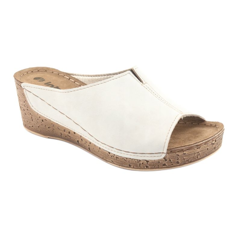 Chinelos femininos em cunha Inblu NG002 bege 1