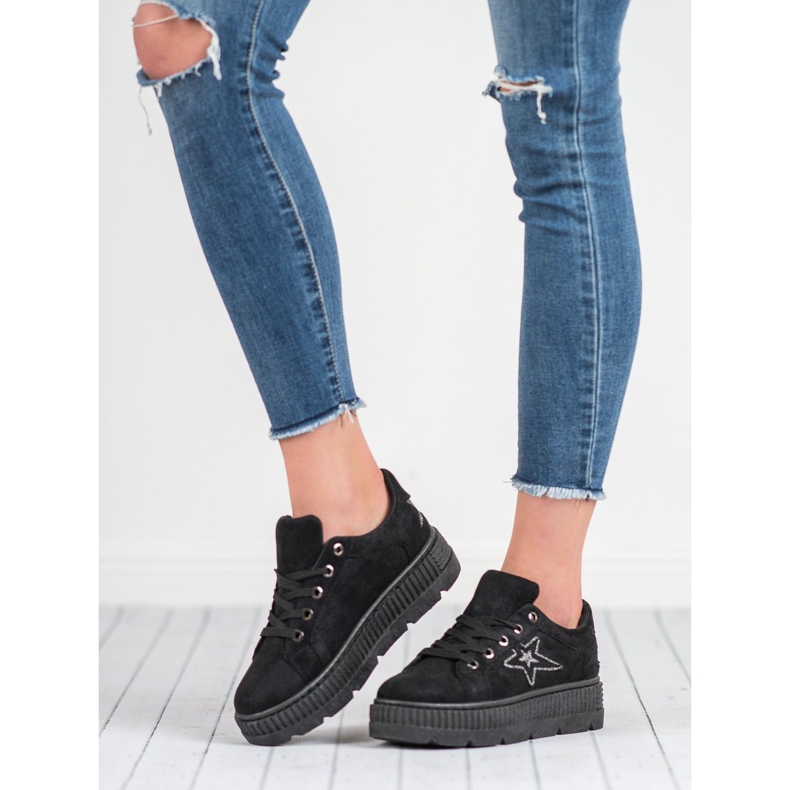 SHELOVET Suede Creepers preto 1