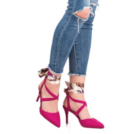 Milaya Stilettos amarrados com uma fita rosa 8