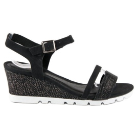 Ideal Shoes Sandálias Black Wedge preto 1
