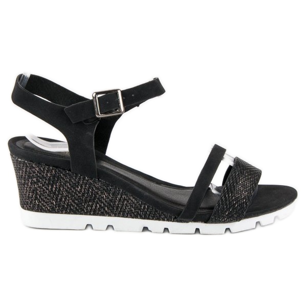 Ideal Shoes Sandálias Black Wedge preto 1