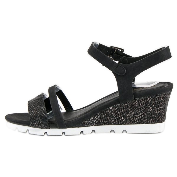 Ideal Shoes Sandálias Black Wedge preto 2