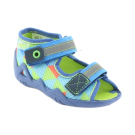 Chinelos Befado 250P059 azuis, verdes azul laranja 1