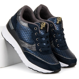 Kylie Sapatos azuis marinhos com um padrão azul 1