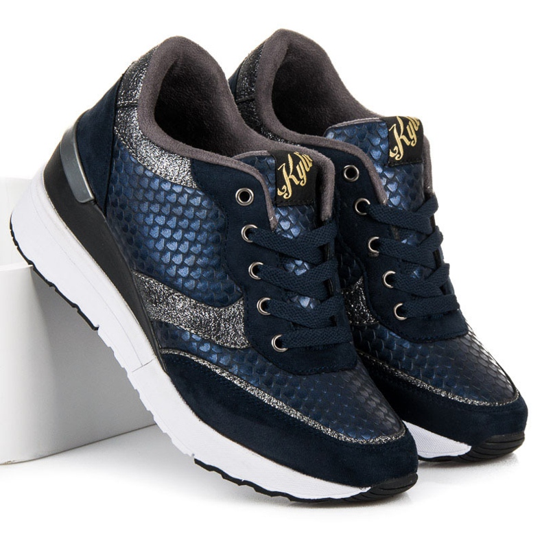 Kylie Sapatos azuis marinhos com um padrão azul 1 Kylie Sapatos azuis marinhos com um padrão azul 1