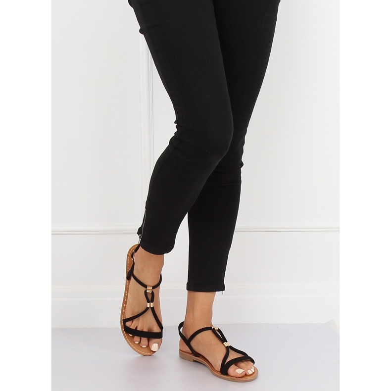 Sandálias pretas femininas L520 pretas preto 1