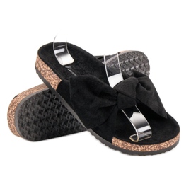 Mannika Chinelos com laço preto 2 Mannika Chinelos com laço preto 2
