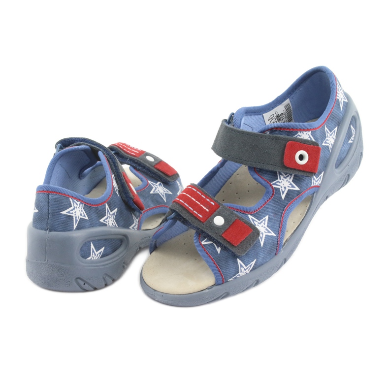 Sapatos infantis Befado pu 065X119 branco vermelho azul 4