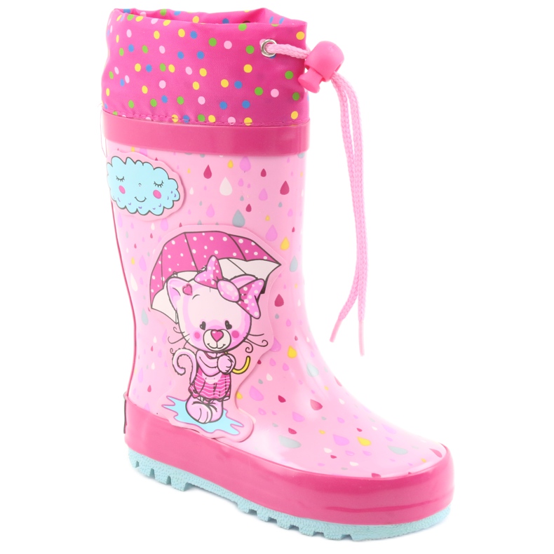 American Club Botas de chuva bebê gatinho americano azul rosa 1