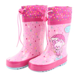 American Club Botas de chuva bebê gatinho americano azul rosa 3