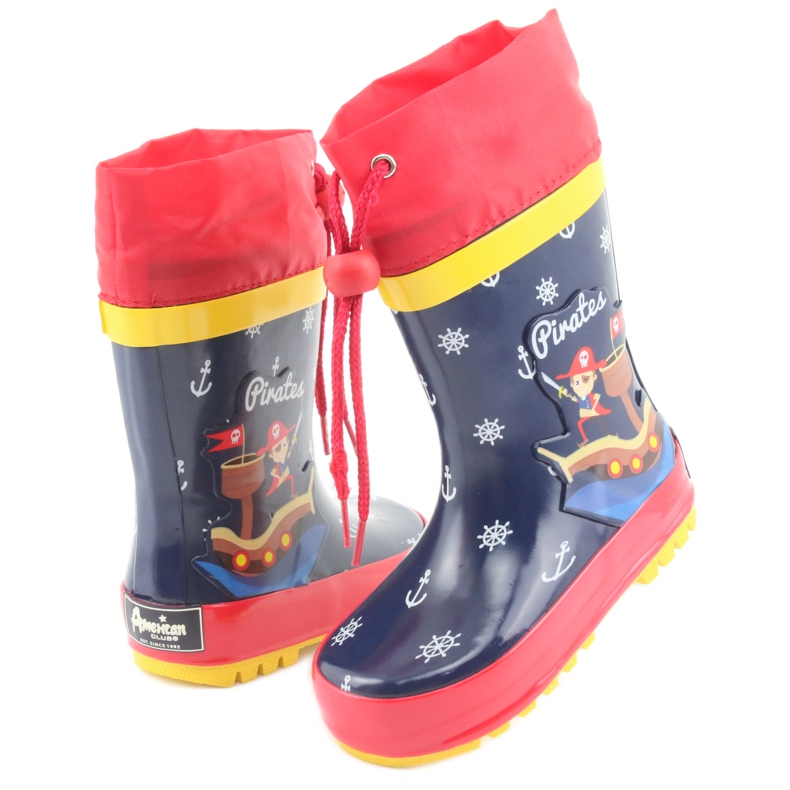 American Club Botas de chuva infantil American Pirat vermelho azul marinho 4