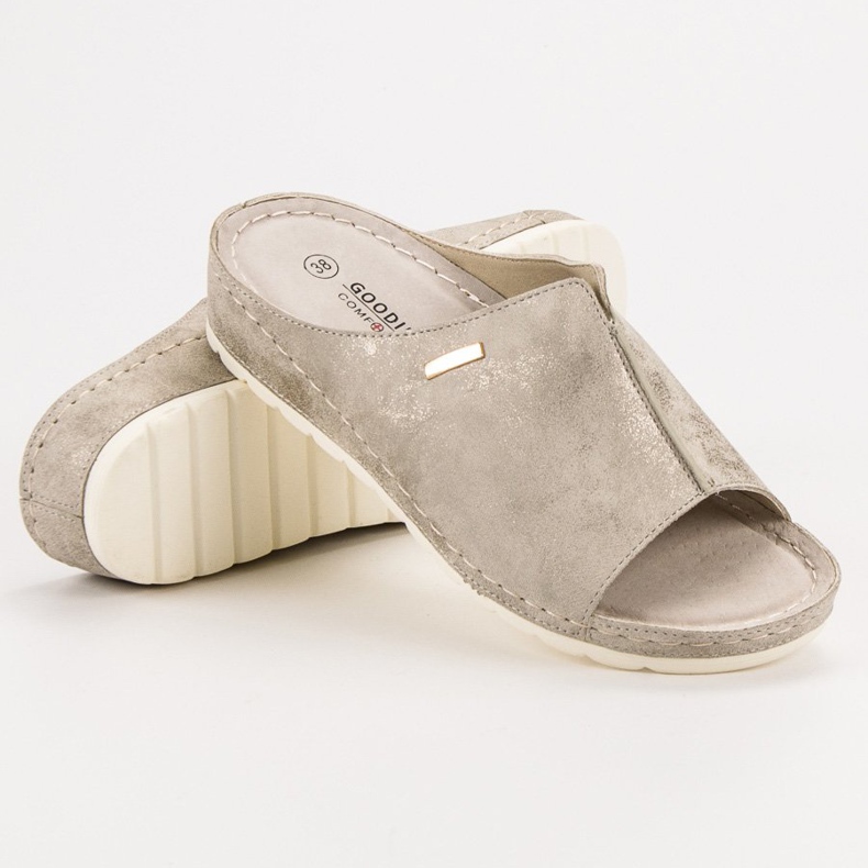 Goodin Chinelos dourados marrom amarelo 1