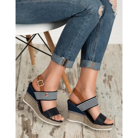 Goodin Sandálias de marinheiro em cunha branco castanho azul multicolorido 1