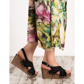 SHELOVET Sandálias de camurça preto 2