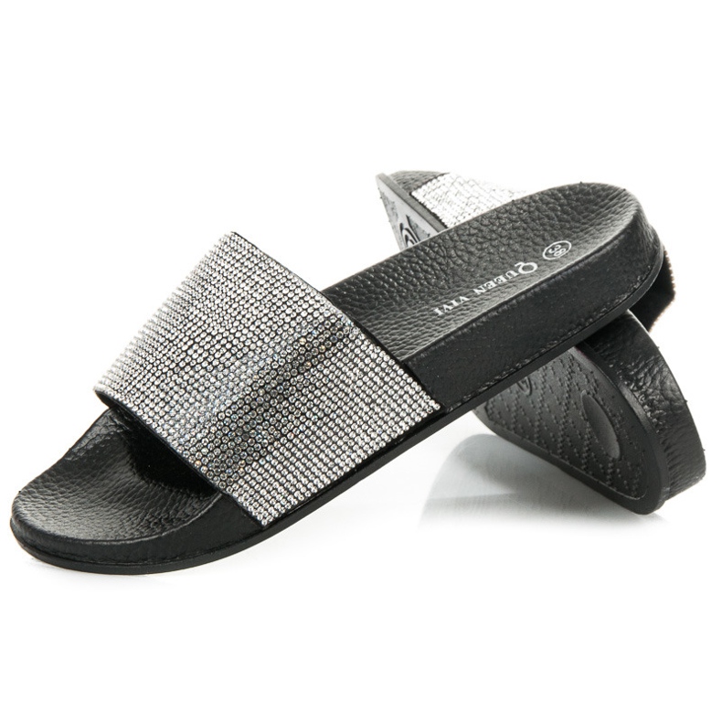 Queen Vivi Chinelos com cristais preto 1