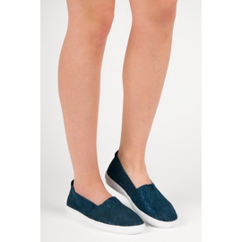 VINCEZA Leather Slipony azul 1