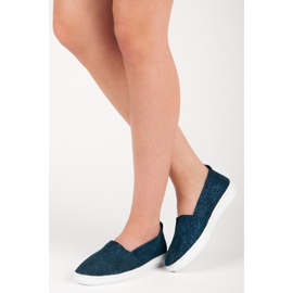 VINCEZA Leather Slipony azul 2