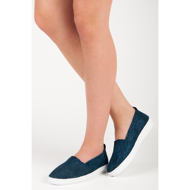 VINCEZA Leather Slipony azul 2