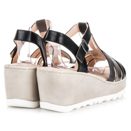 Kylie Sandálias de cunha preto 2