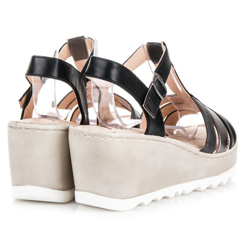 Kylie Sandálias de cunha preto 2