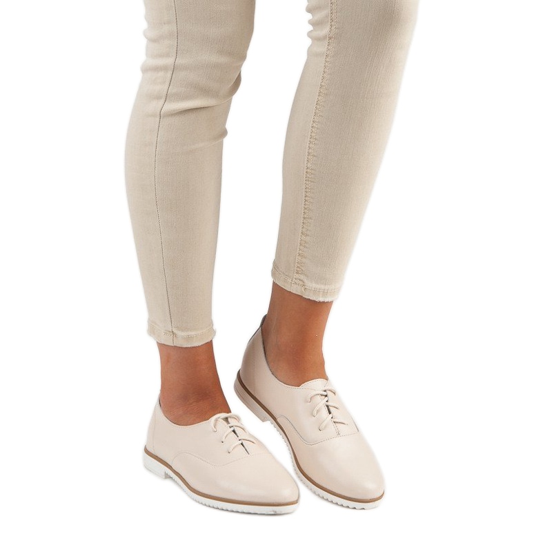 Sapato bege claro de couro, MAZARO 1