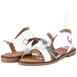 L. Lux. Shoes Sandálias brancas elegantes branco cinza 1