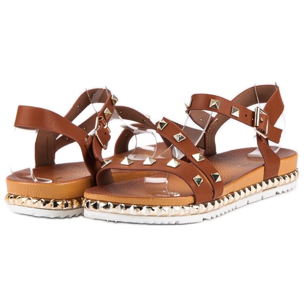 Anesia Paris Sandálias marrons com tachas marrom 2