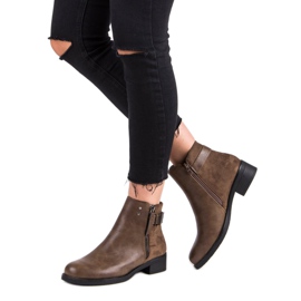 Ideal Shoes Botas marrons de salto baixo preto 2