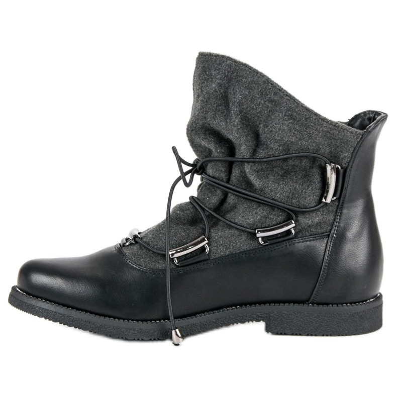 Botas pretas de salto plano preto 1
