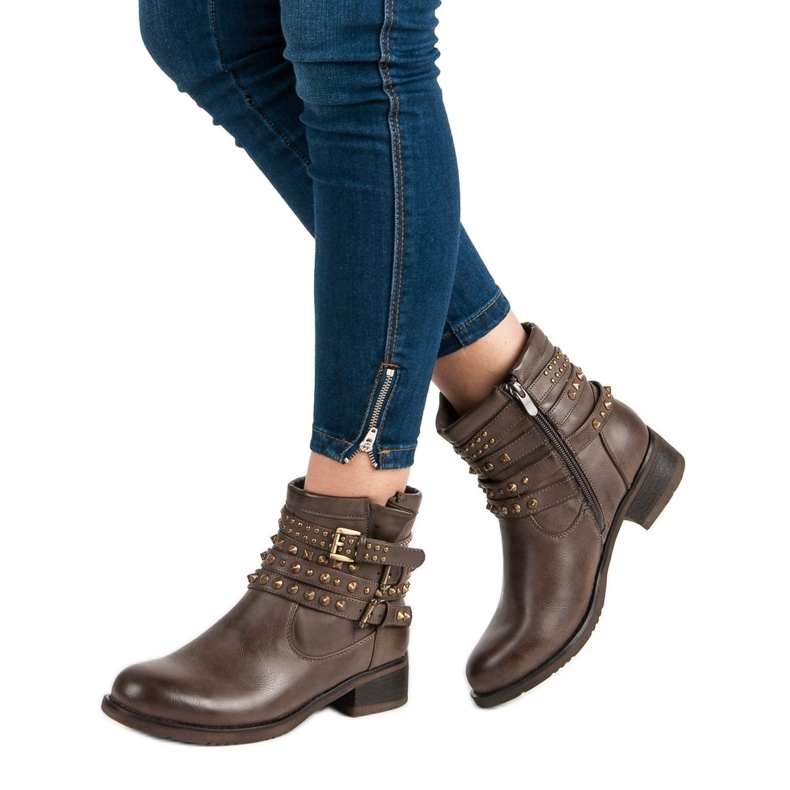 SDS Botas de rock com jatos castanho 1 SDS Botas de rock com jatos castanho 1