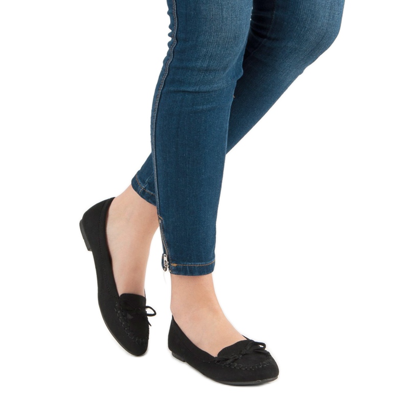 Small Swan Mocassins Pretos Com Arco 1 Small Swan Mocassins Pretos Com Arco 1