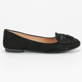 Small Swan Mocassins com franjas preto 2