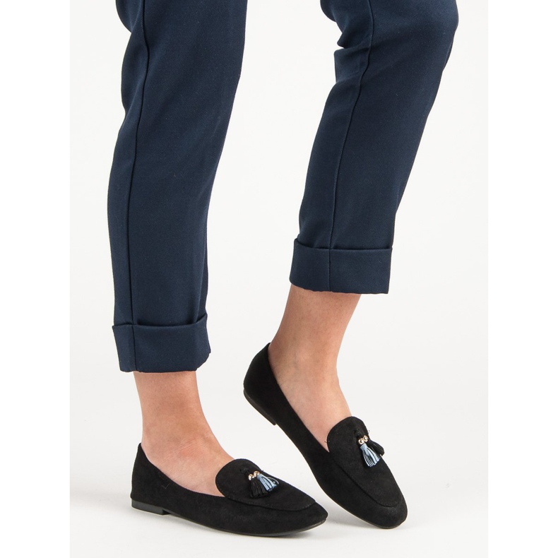 Small Swan Mocassins de purpurina preto 1