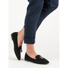 Small Swan Mocassins de purpurina preto 2