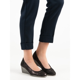 Vinceza Bombas de cunha de brilho marrom 2