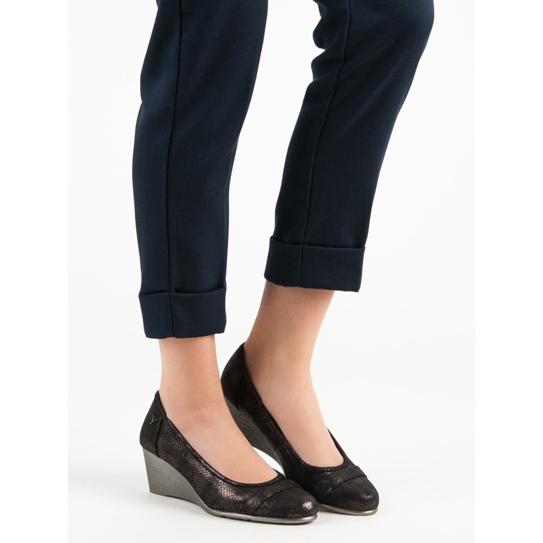 Vinceza Bombas de cunha de brilho marrom 2