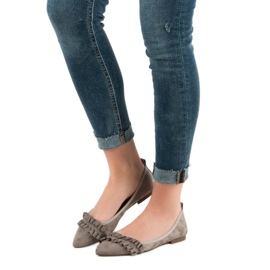 Corina Bailarinas de camurça com babado marrom 1