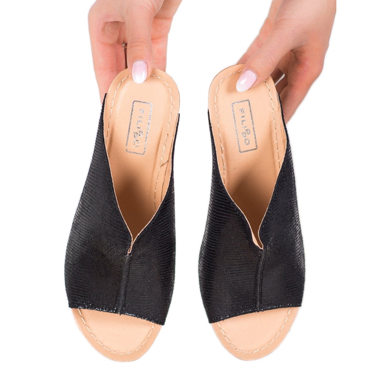 Filippo Chinelos Black Wedge preto 2
