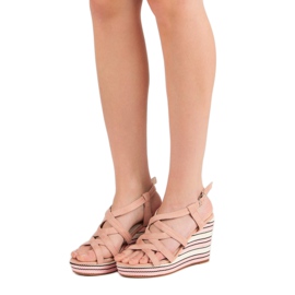 Kerline Sandálias de cunha elegantes rosa 1